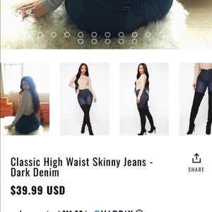 High Waisted Dark Skinny Jeans